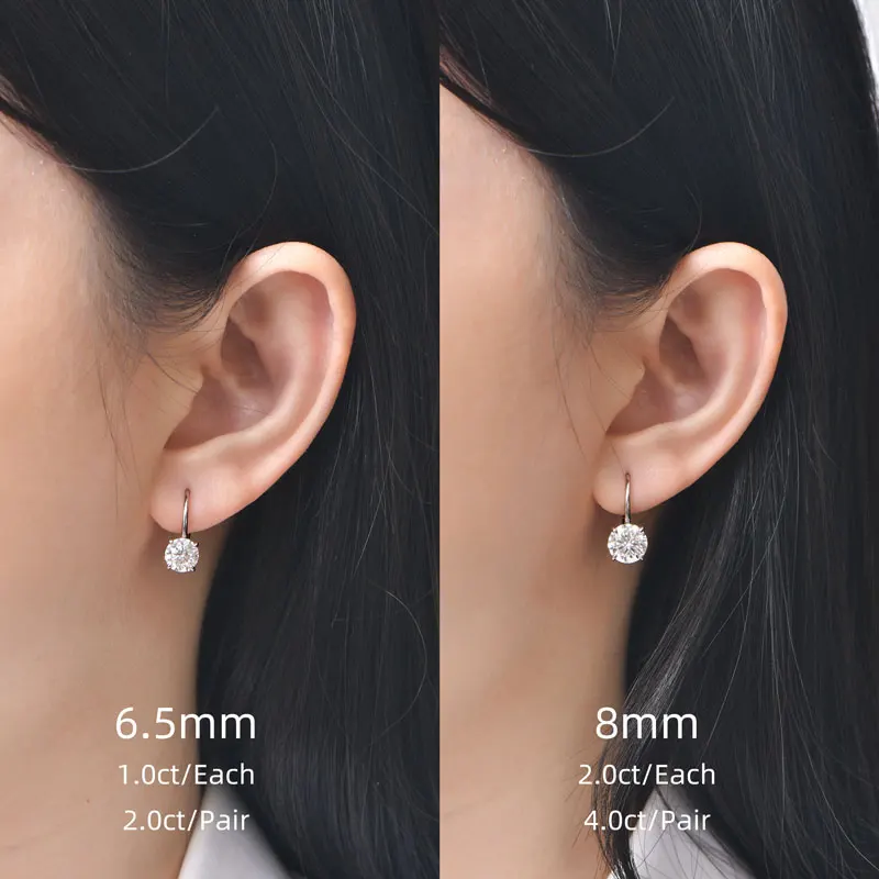 IOGOU 6.5mm/8mm 1CT 2CT Round Moissanite Solitaire Diamond Clip Earrings 925 Sterling Silver for Women Engagement Fine Jewelry view 5