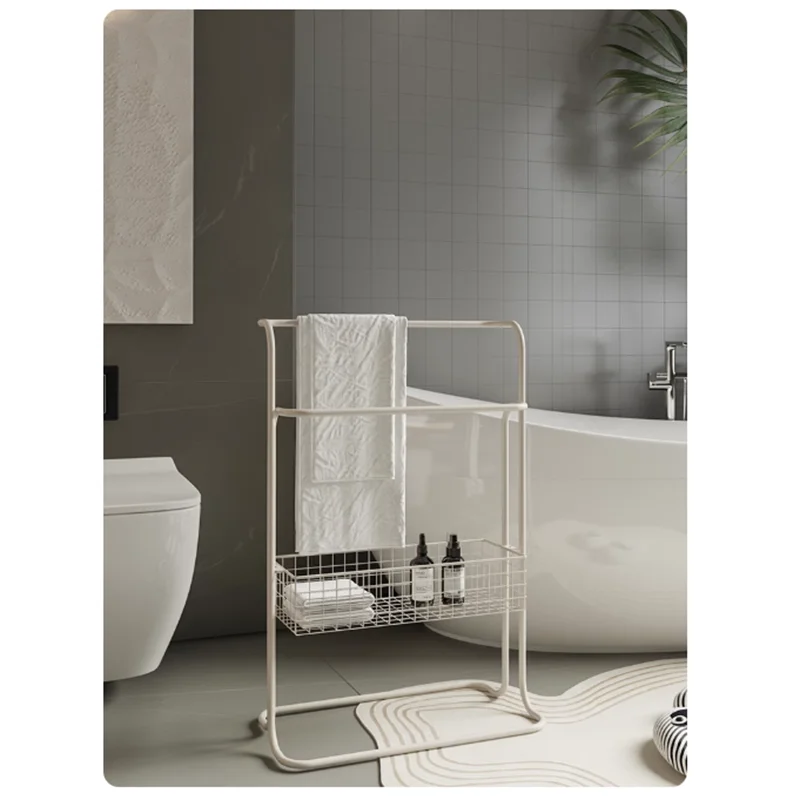 Anti-slip Waterproof Towel Shelf No-punching Floor Storage Rack Large Capacity Detachable Bath Rack Nordic Minimalist Home Decor