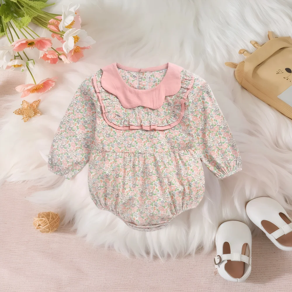 Sanlutoz Baby Girls Bodysuits Autumn Long Sleeve Princess Cotton Infant Onesies Clothing Flower