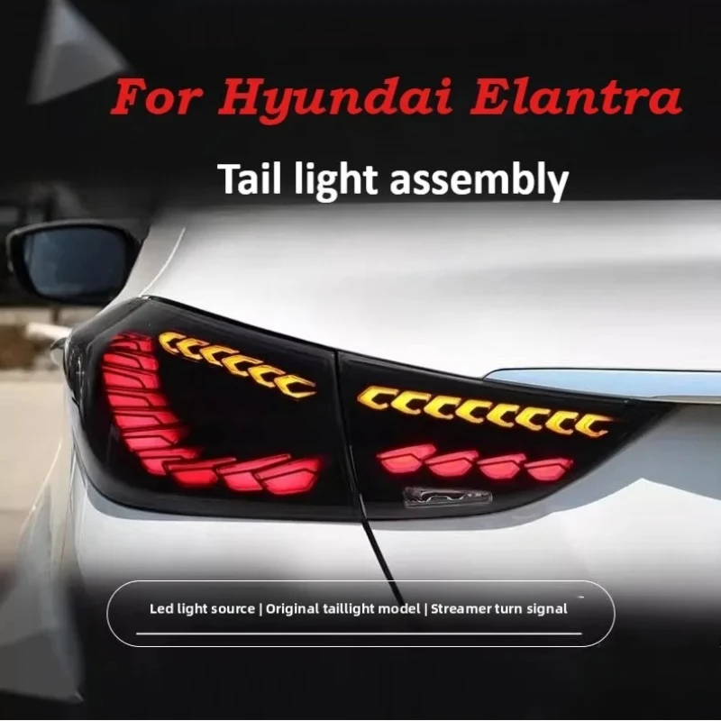 For Hyundai Elantra 2012-2017 Car Led Tail Light Dragon Scale LED Daytime Running Light Dynamic Turn Light Brake Reversing Lamp