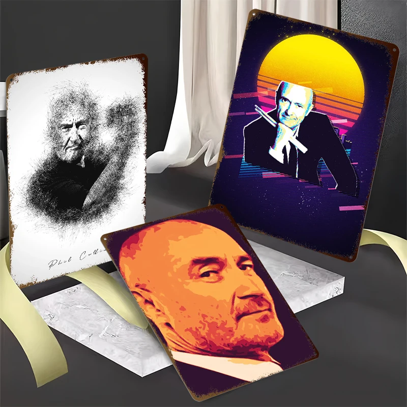 Phil Collins Hot Pop Singer Tinplate Posters Customizable Wall Art Retro Vintage Metal Signs for Home Decor Accessories House