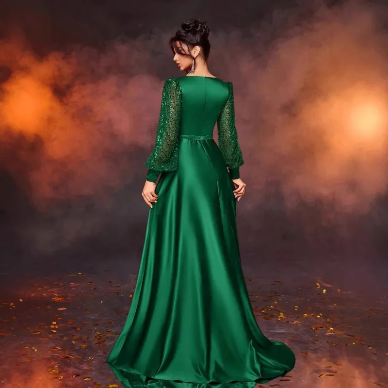 New style green high-end evening dress hostess banquet