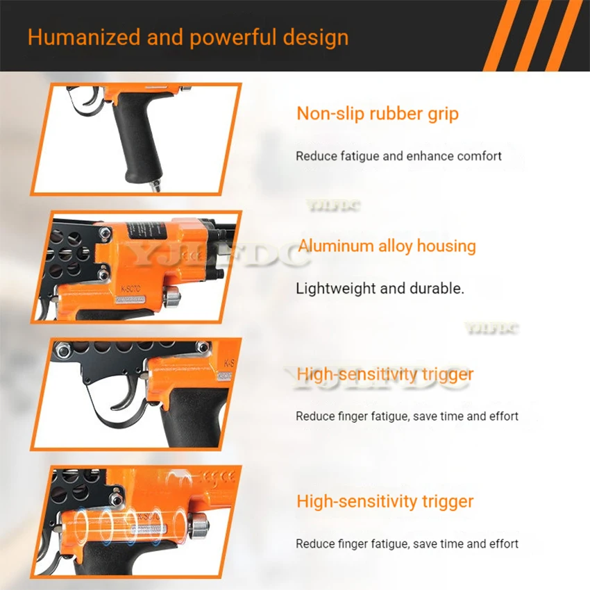 SC760 16 Gauge Pneumatic Hog Ring Gun Kit 1/2-Inch Crown Air Power Hog Ring Pliers, 3.0-5.8mm Closure Diameter