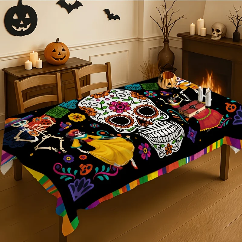 One Mexican Day of the Dead skull tablecloth, rectangular tablecloth, tablecloth decoration, Mexican festivalzyc