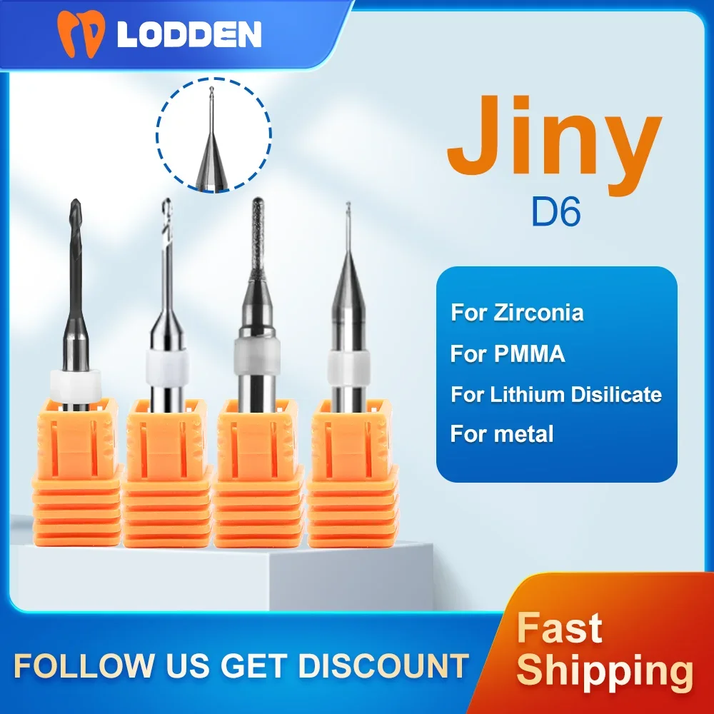 

JINY Dental Milling Burs Cutter Machine Grinding Drill for Zirconia Diamond PMMA Dental Materials DC CAD CAM Dental Lab Tools