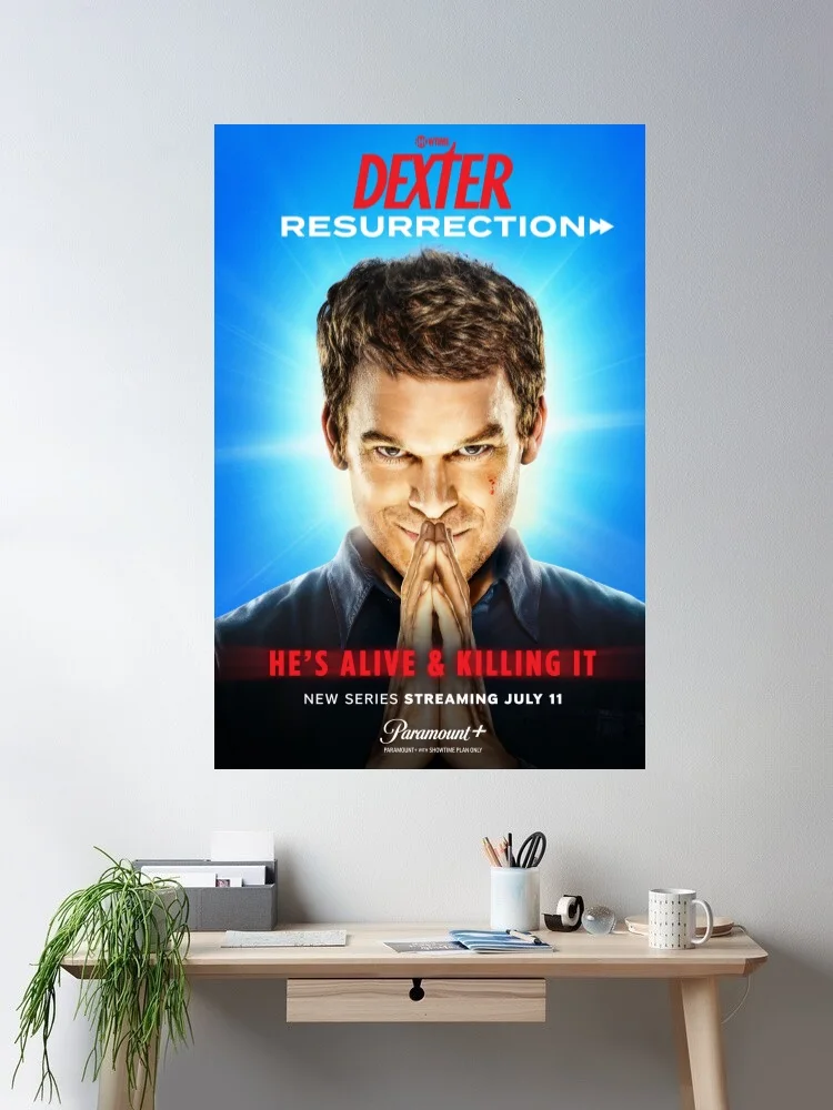 Affiche sur toile de film de résurrection Dexter, peinture d'art mural de décoration de maison