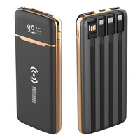 Power Bank 20000mAh Wireless Charger Powerbank Built in Cable Portable Charger for iPhone 15 Samsung S23 Huawei Xiaomi Poverbank