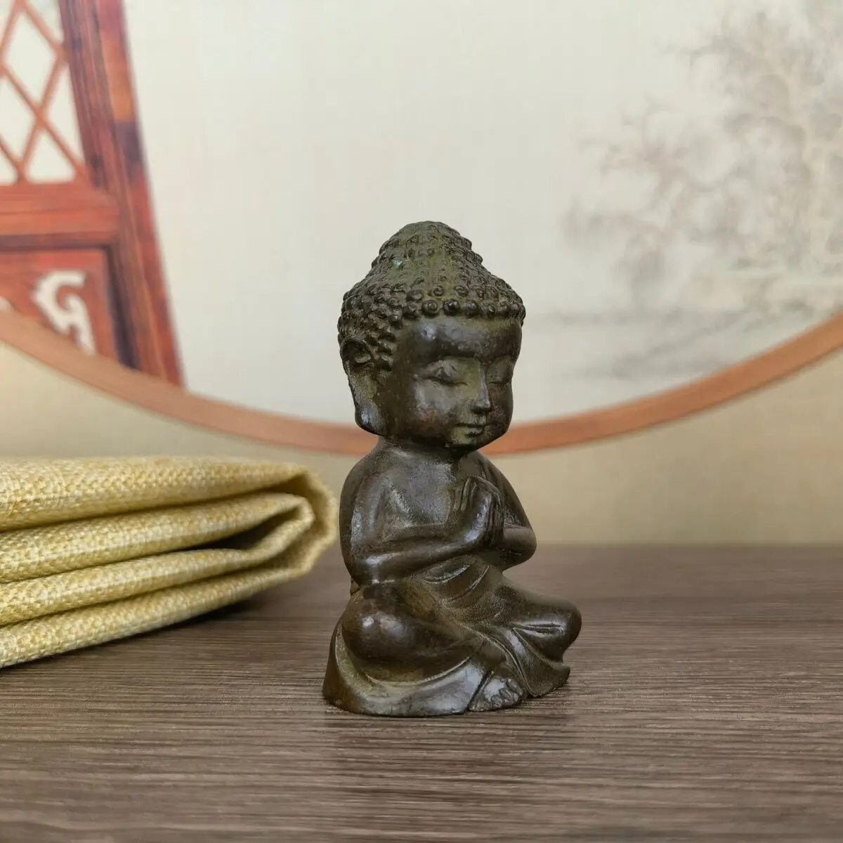 Blessing Chinese bronze cast buddha statue netsuke collectable table decor gift - Image 3