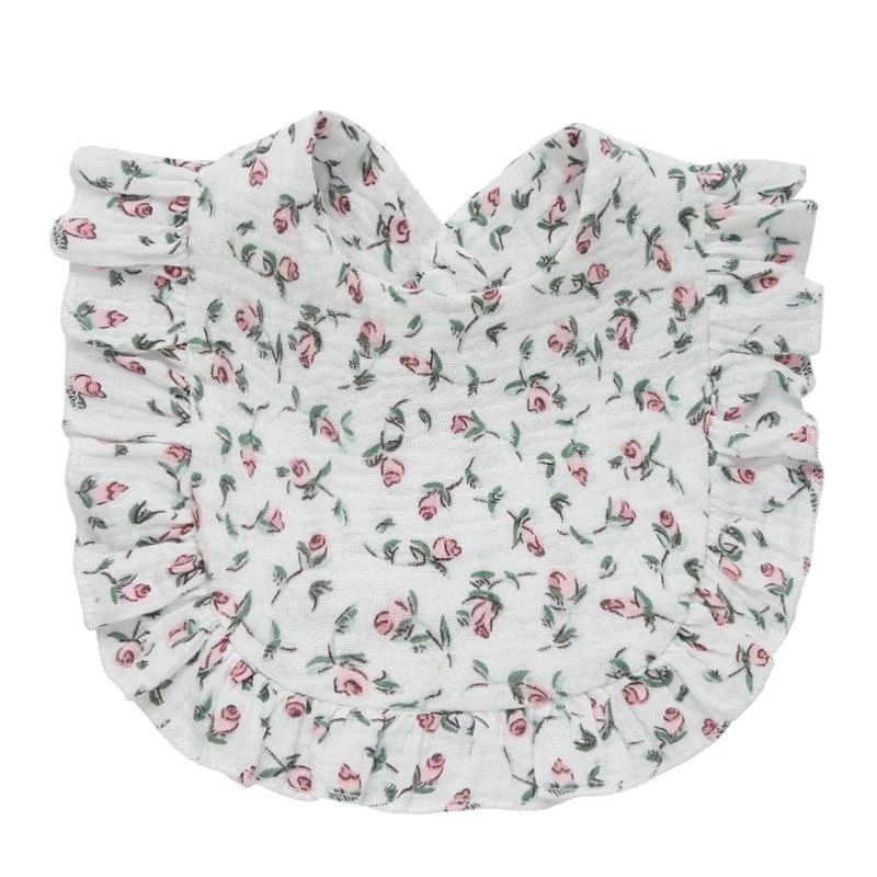 

652F Floral Feeding Bib Burp Cloth Bib for Baby Boy Girl Gender Neutral Cotton Handkerchief Teether Drooling Bib for Newborn