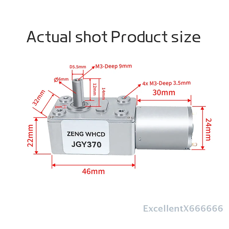 DC 12V Reduction Motor Electric Drive Motor 10RPM 18RPM 30RPM 40RPM 68RPM 90RPM 370 Reversible High Torque Worm Geared Motor