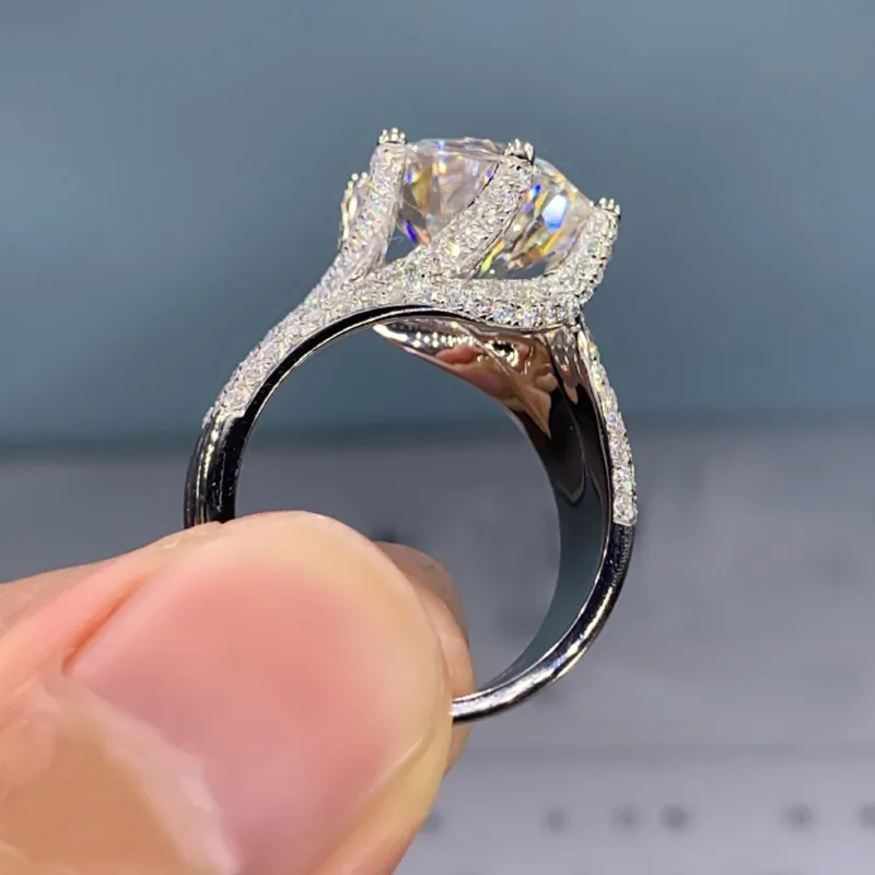 European and American cross-border hot-selling Internet celebrities six-claw luxury full diamond zircon copper inlaid ring