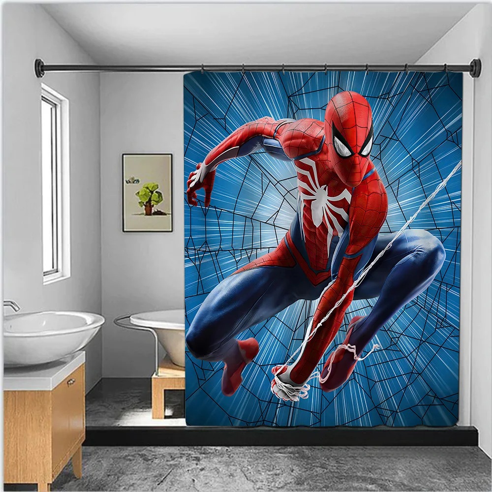 Marvel SpiderMans Shower Curtain Waterproof Polyester Fabric Paint Colorful Bath Curtains Home Bathroom Decor Curtain With Hook