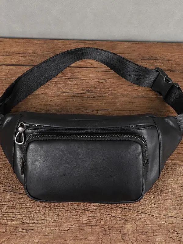 trendy-men's-leather-waist-bag-casual-sports-crossbody-bag-single-oulder-bag-faionable-top-layer-cowhide-chest-bag