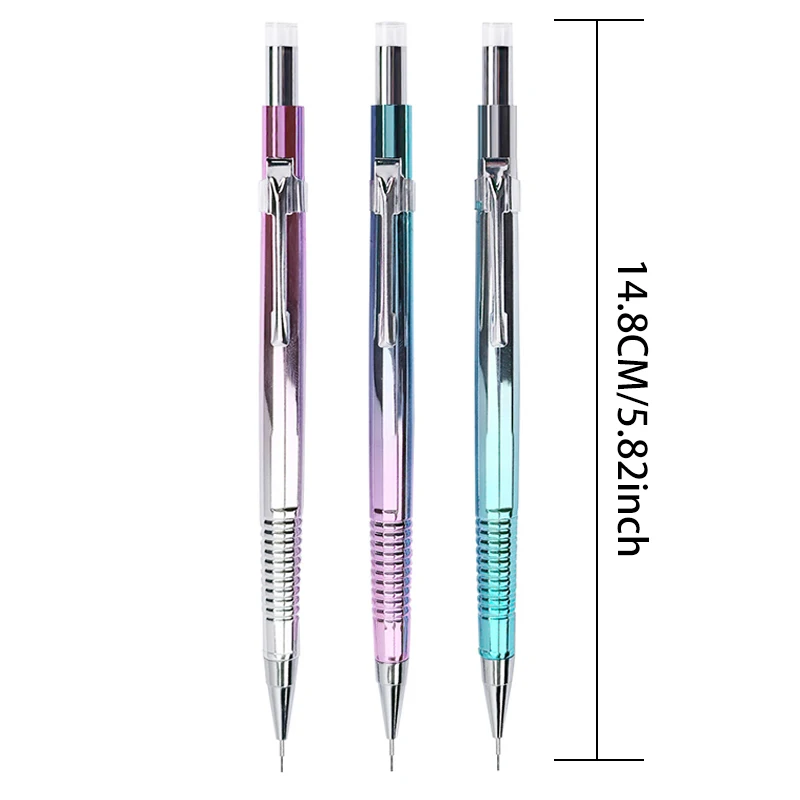 Neues kreatives 2-in-1-Set mit Druckbleistift und blauen Kugelschreiber, 0,3 0,5 0,7 0,9 mm automatischer Bleistift mit Radiergummi, Schreibzubehör – Detail 6