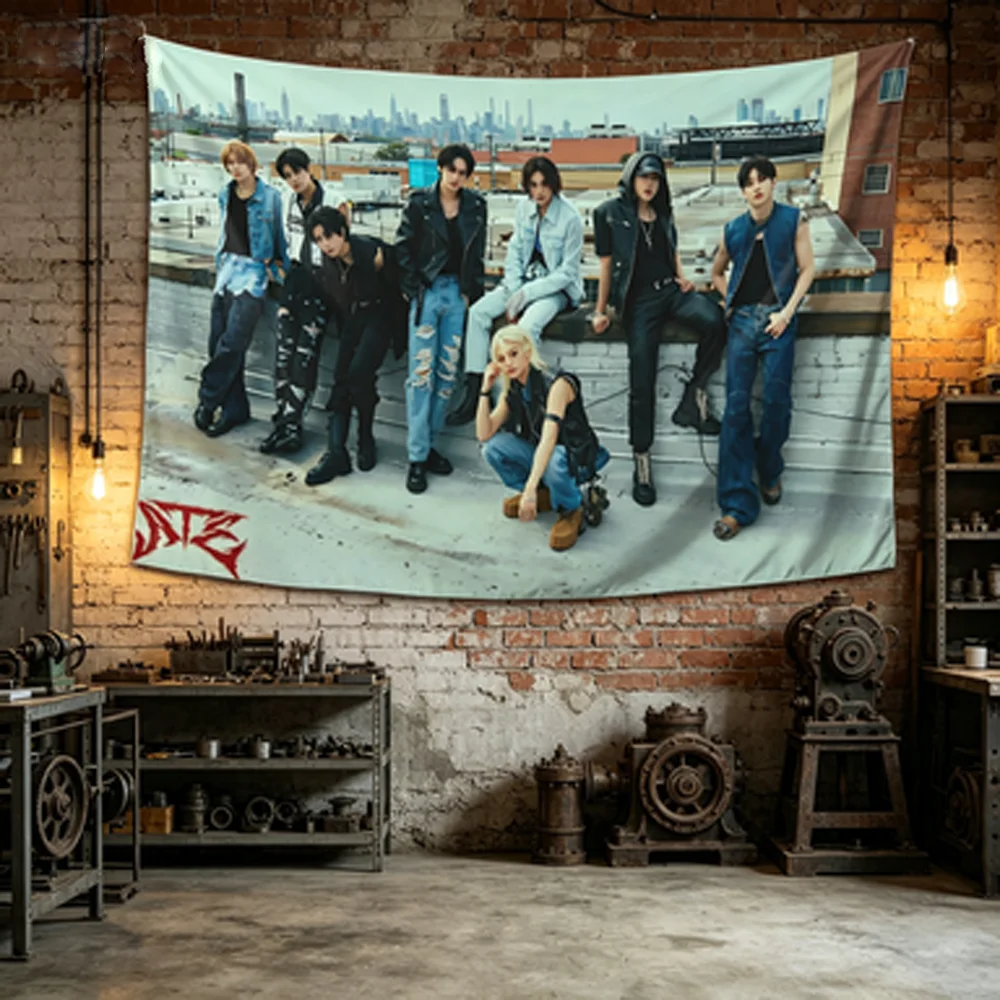 Stray Kids ATE K-pop Idol Group Tapestry Wall Hanging Decor for Bedroom Dorm Fan Room SKZ Rooftop Poster Artwork