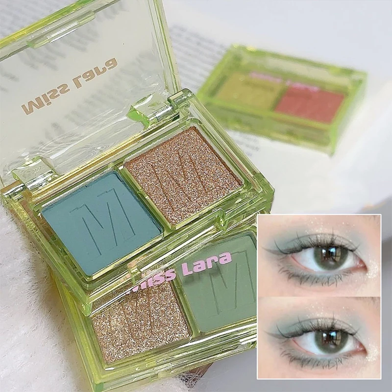 Two Color Eye Shadow Plate Pearlescent Matte Beginner Small Portable Pure Mint Green Cut Eye Makeup Summer Cosmetics