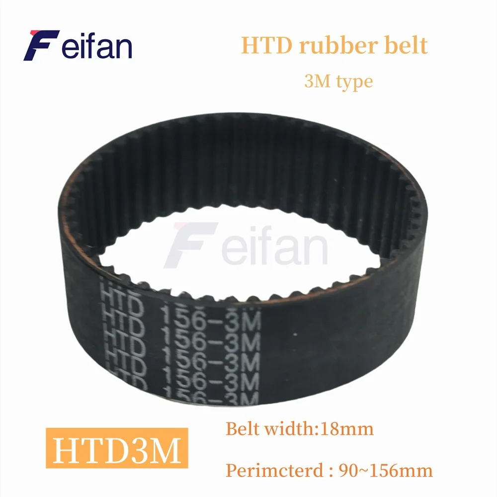 

HTD 3M Synchronous Timing belt, length 90/105/108/114/117/120/126/132/138/141/147/150/153/156mm for width 18mm Rubber closed 3M,