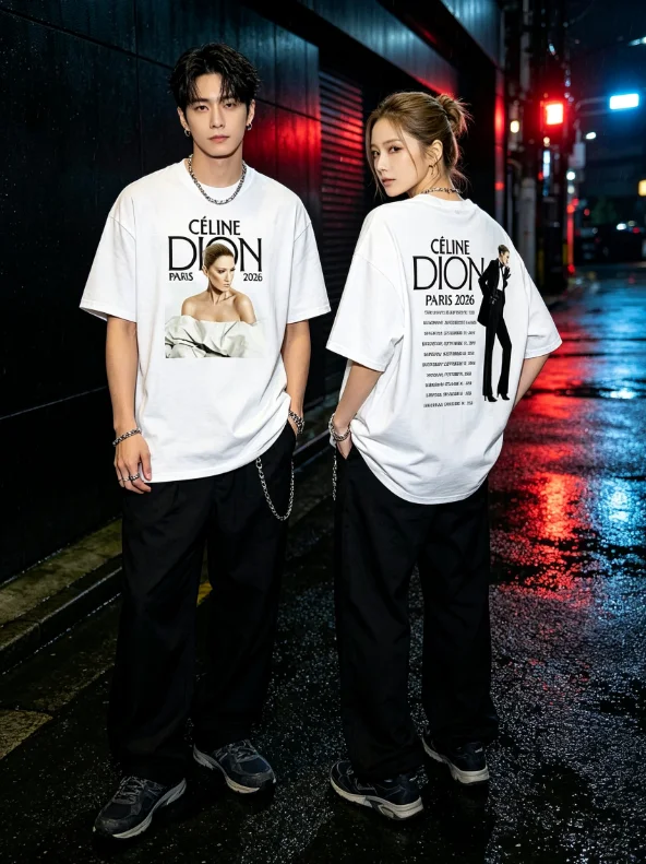 Celine Dion Paris 2026 Fan Tour Gift T-shirt Men Women Summer New Fashion  Pop Music Streetwear Hip Hop Tees Family Matching
