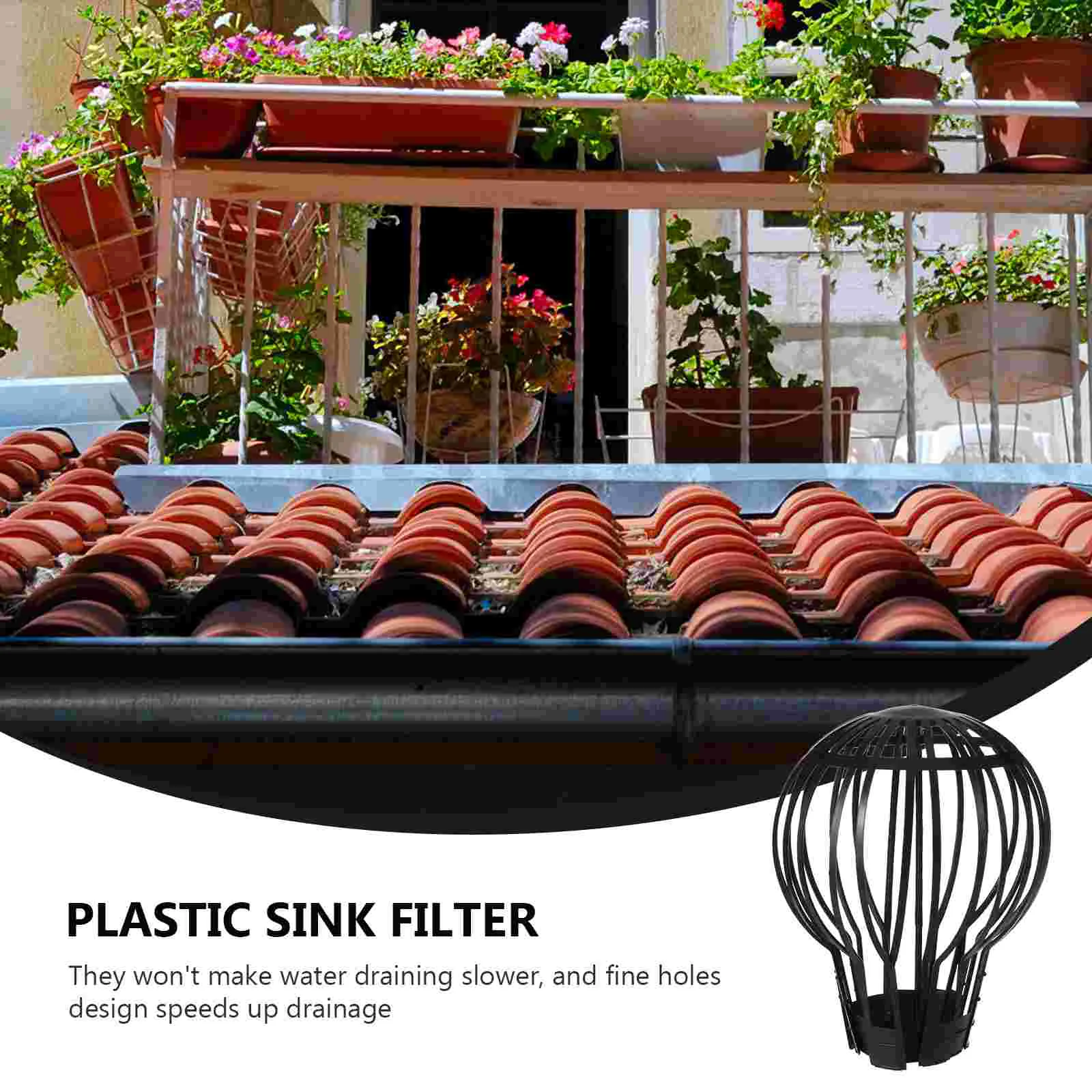 4 Pcs Mesh Strainer Floor Drain Prevention and Blocking Plastic Sink Filter Rooftop Black