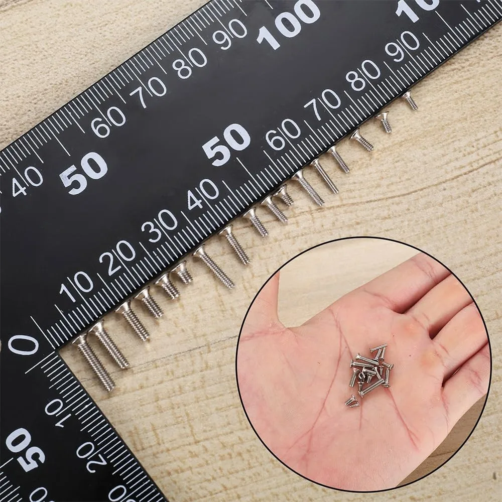 1061Pcs M1.4 M1.7 M2 M2.5 Mini Screws Set Flat Head Small Micro Countersunk Screw Machine Screws for Watches Computer Glasses