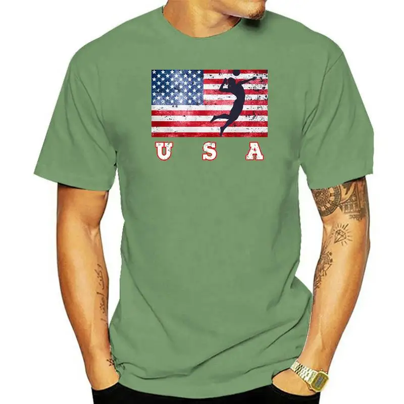 Shirts Summer Short Sleeve Novelty Usa Flag Beach Volleyballer Team Shirt  America Player Us