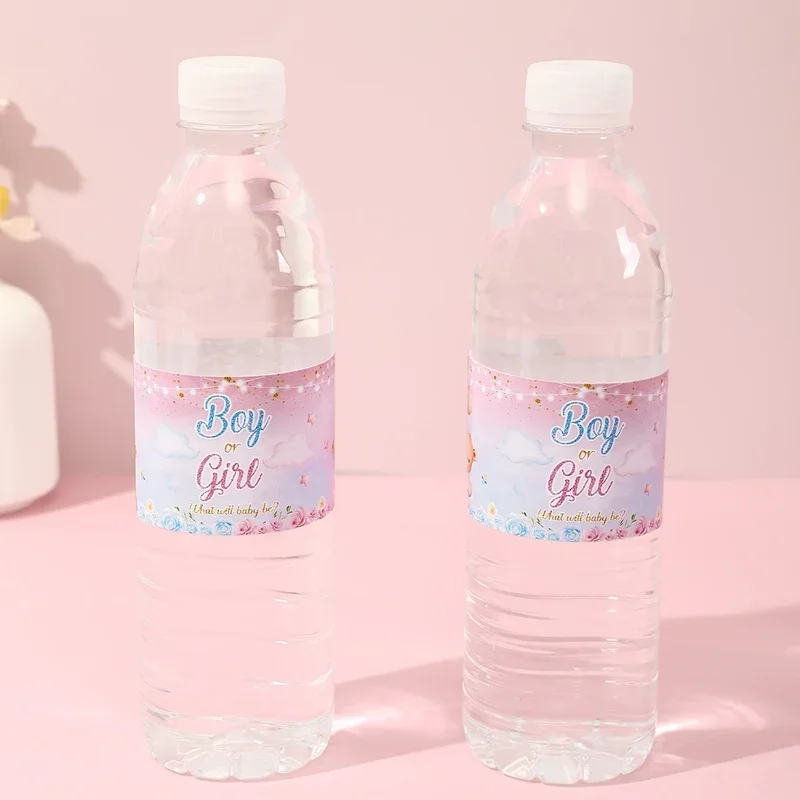10 Stück Gender-Reveal-Wasserflaschenetiketten Rosa Blaue Bären-Aufkleber für Gender-Reveal-Partys und Ersten Geburtstag – Detail 4