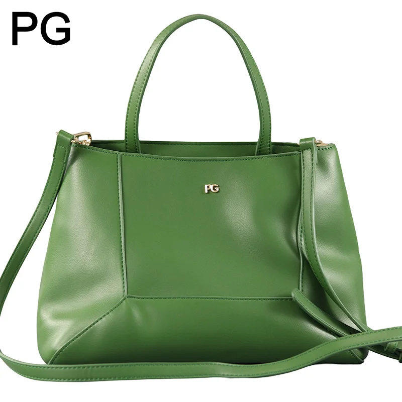 PG Minimalist Metal Logo Top Handle Tote Bag Women Detachable Strap Solid Color Fashion Casual Daily Work Purses