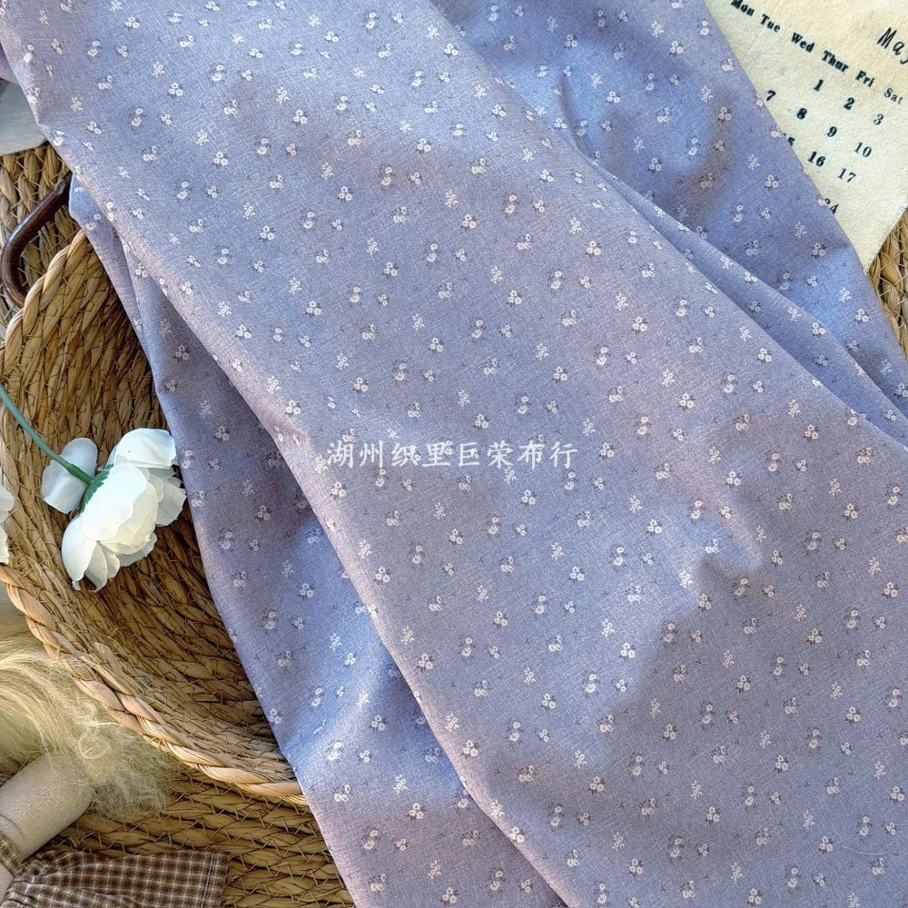 145x50cm 40s Baumwolle Grau-Lila Blumenstoff Koreanischer Ins-Stil Frischer Kleiner Druck für Taschen, Accessoires, Haustiere, Nähwaren – Detail 15