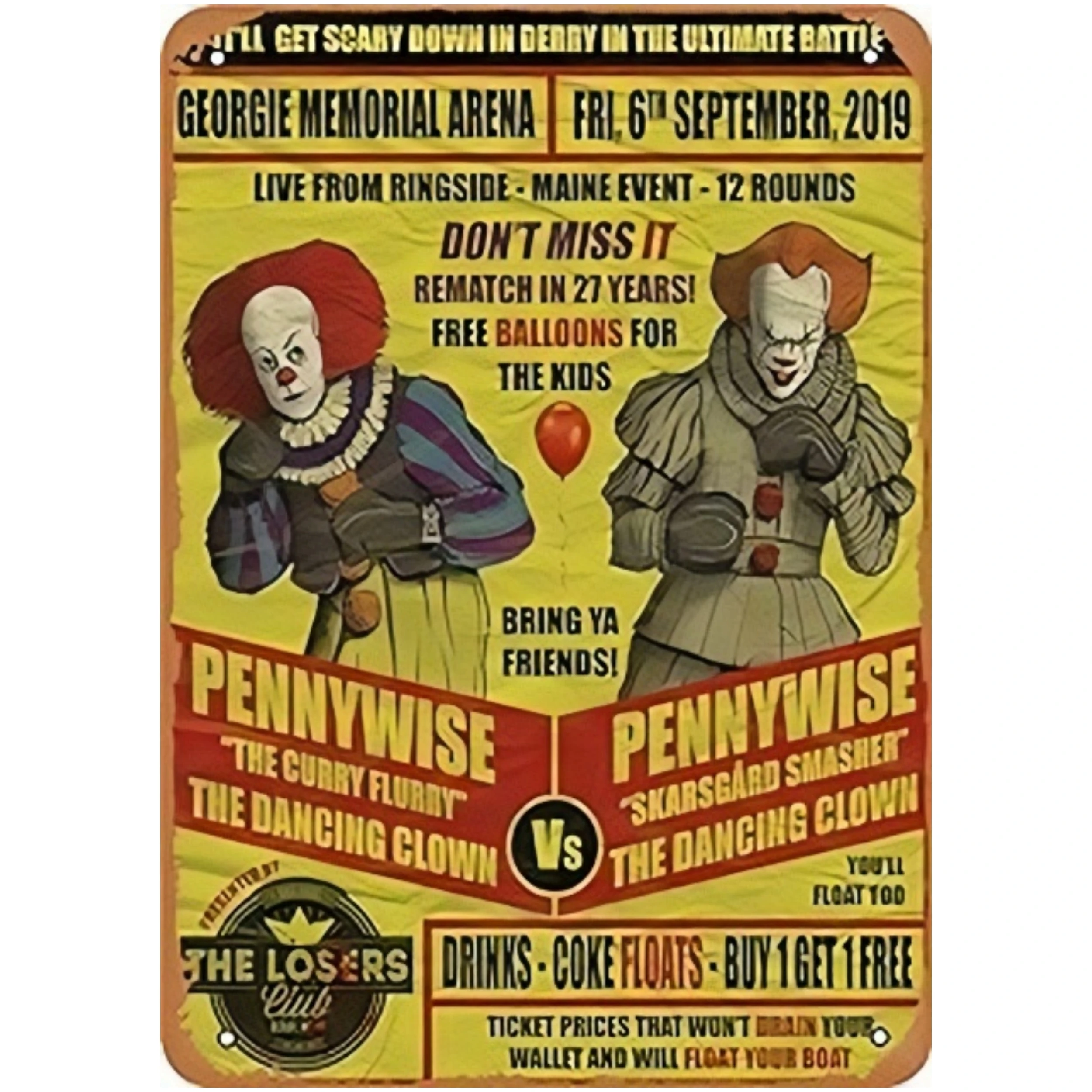 Vintage Metal Sign Pennywise Vs Pennywise IT Horror Icons Tin Sign for Home Bar Garage Decor Gifts home decor posters