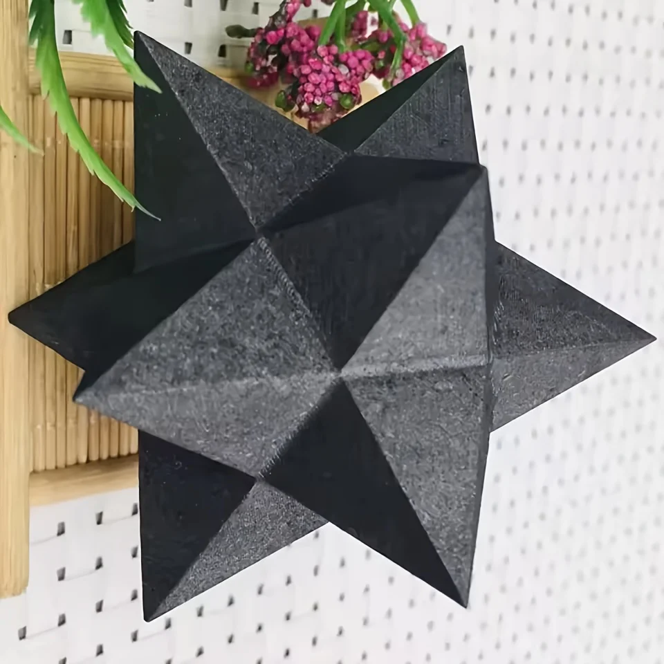 1pc Schungite Merkaba, Natural Stone Carving Decoration, Merkaba Carving Art, Rough Shungite Stone Carving Crafts