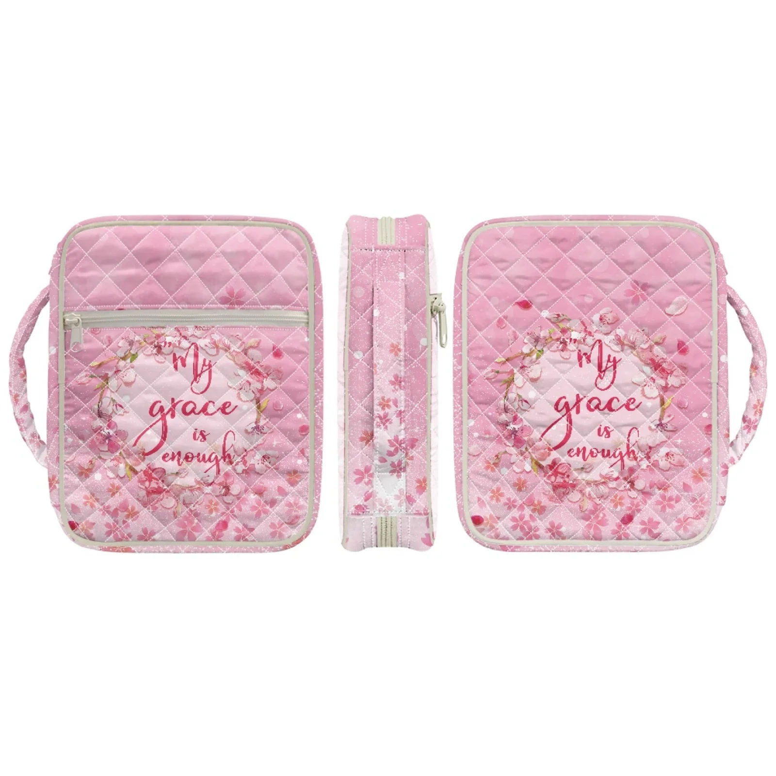 Coloranimal Bible Carrying Case Bag Washable Quilted Bible Cover for Daily Scripture Reading Women Pink Cherry Blossom 2026 New