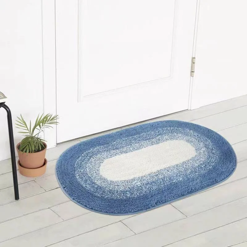 VIKAMA Gradient Edge Elliptical Bath Mat, Soft, Absorbent, Non Slip Door Mat, Indoor Entrance Home Decoration