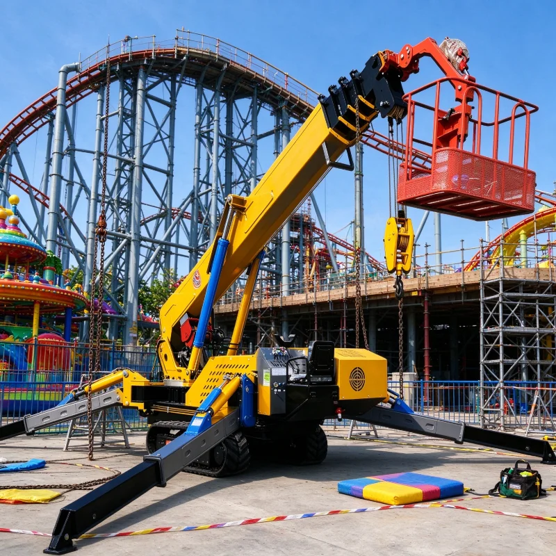 Mini Spider Crane 3 Ton 5 Ton 8 Ton 12t Long Knuckle Boom Hydraulic Fly Jib Mini Crawler Spider Crane for Sale