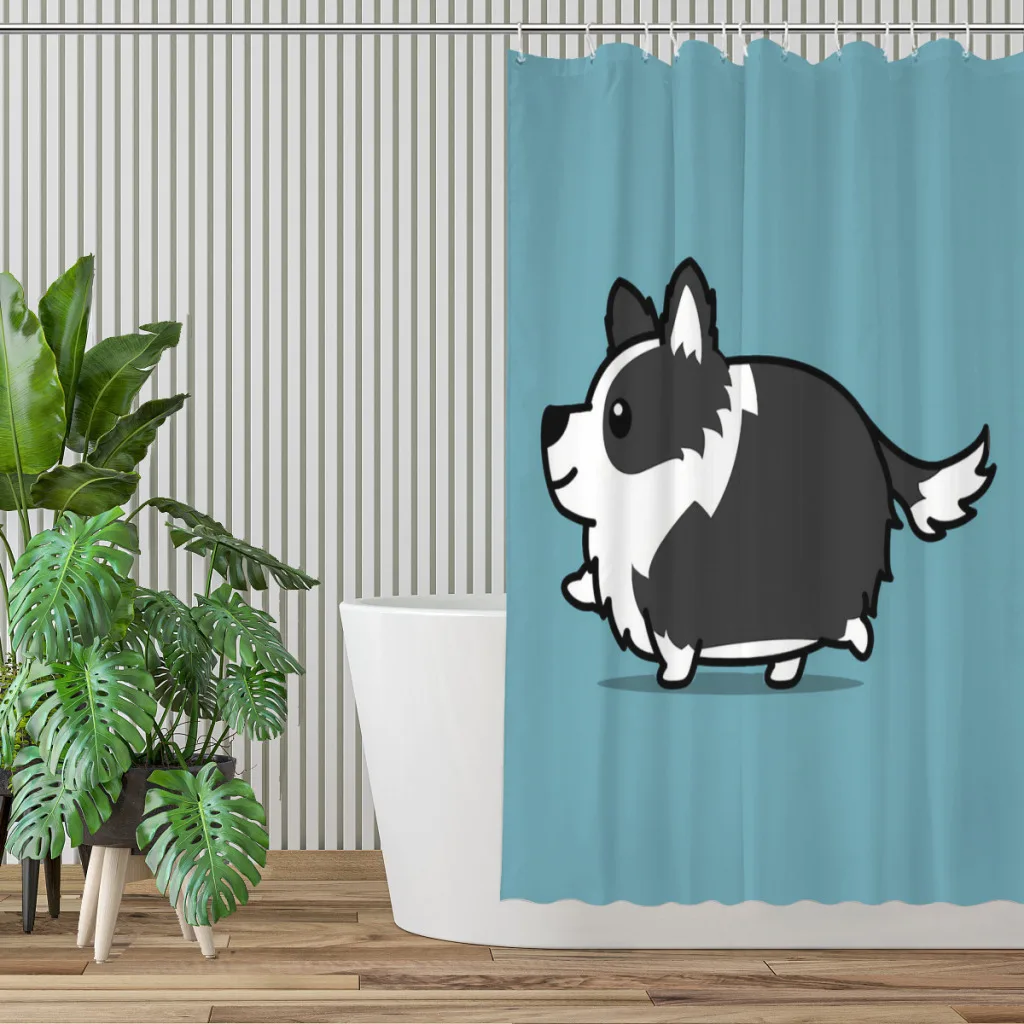 Cute Border Collie Bathroom Shower Curtains Dog Waterproof Partition Creative Home Decor Bathroom Accessories