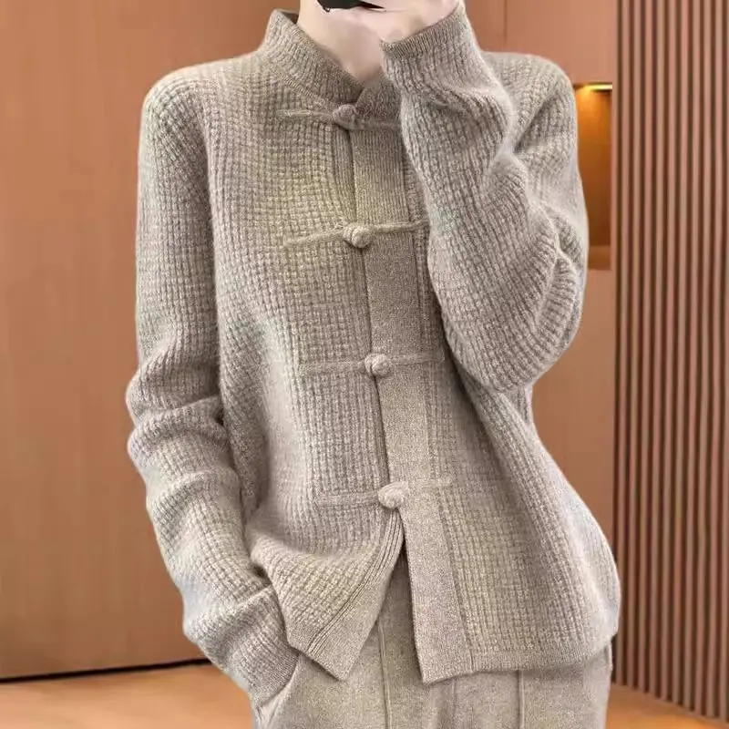 

Винтажный осенне-зимний вязаный кардиган, женский мягкий шерстяной свитер, женское пальто, однобортная куртка с длинными рукавами, свитера для женщин