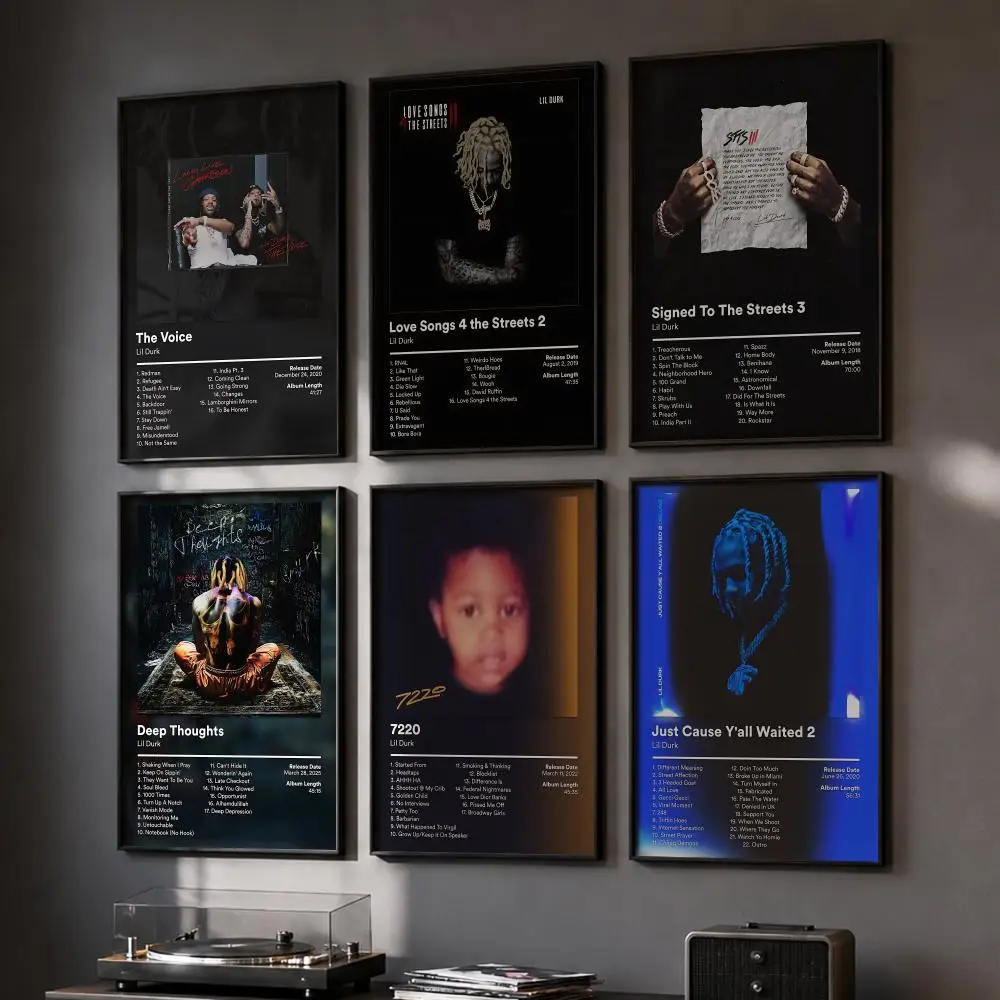 Singer Music album Lil D-Durk Poster HD Wall Art Wall Stickers Home Living Room Bedroom Bar Office Decor Prints