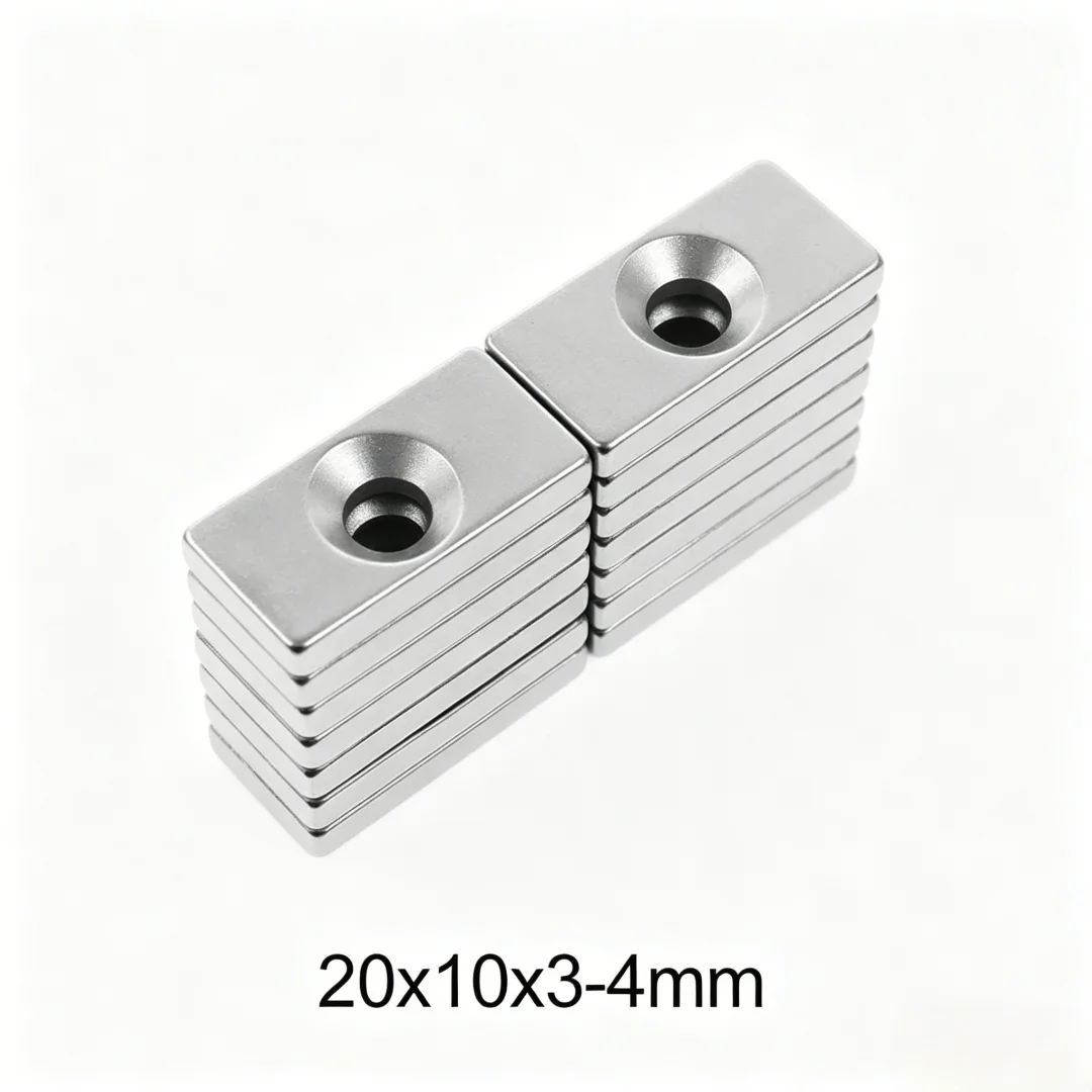 20x10x3-4 Block Powerful Magnet 4mm Sheet Magnet With Hole 20x10x3-4mm For Home Refrigerators, Offices DIY 20*10*3-4 mm