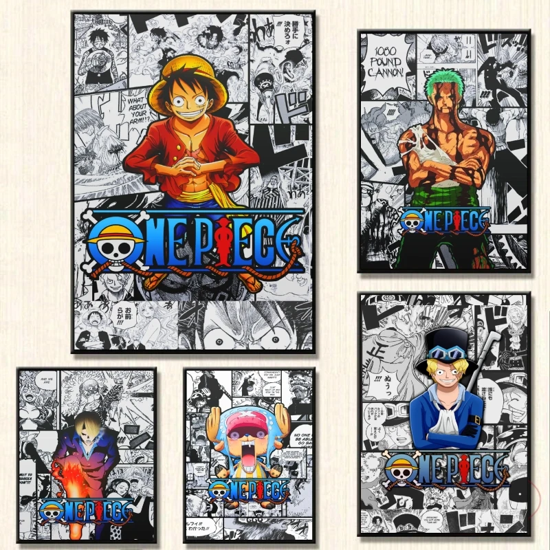 Posters and Prints One Piece Luffy Zoro Chopper Wall Art Comics Pictures Children Bedroom Decor Decoration Paintings Modern Home