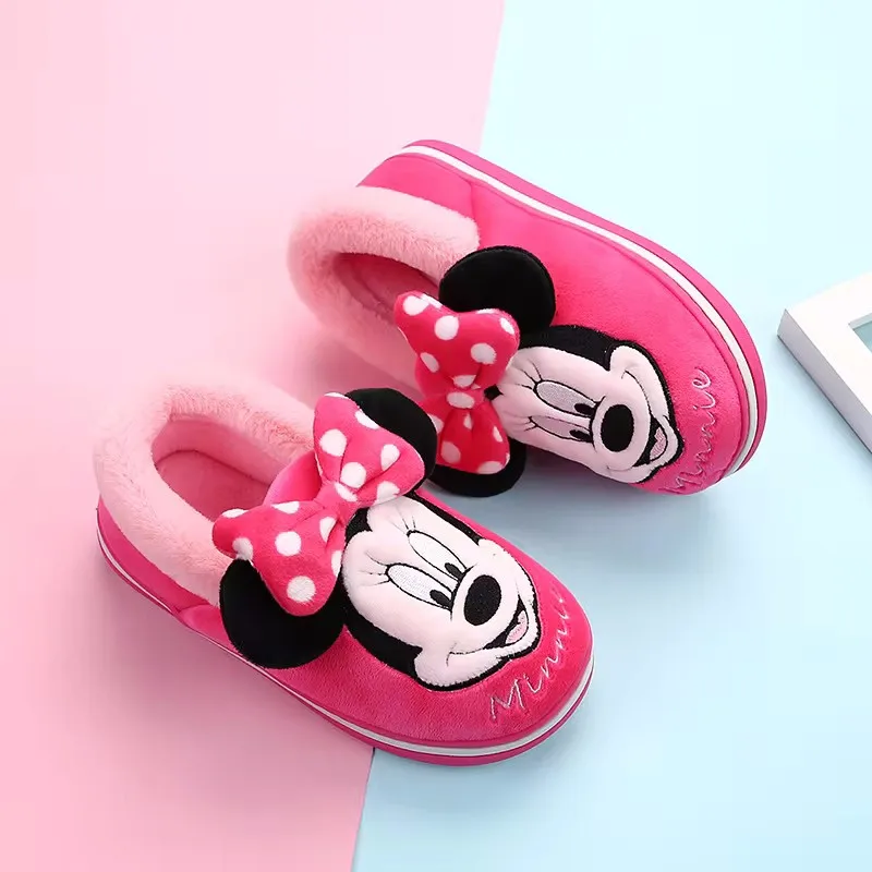 Disney Women Men Couples Home Slippers New Fashion Warm Winter Furry Soft Short Plush Slipper Non Slip Bedroom Slides Indoor Sho