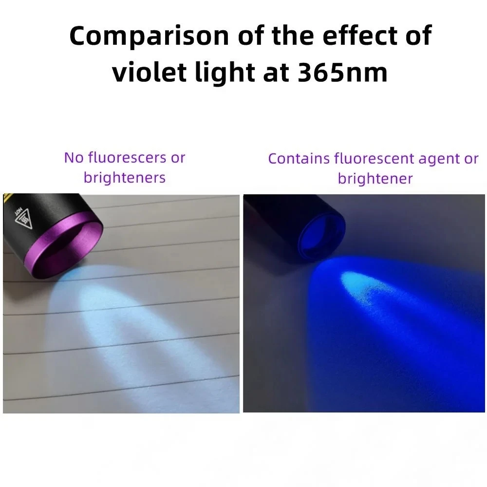 365nm UV Flashlight Blacklight Ore Money Invisible Leakage Marker Cat Dog Stain Ultraviolet Nail polish Curing Fluorescence Lamp