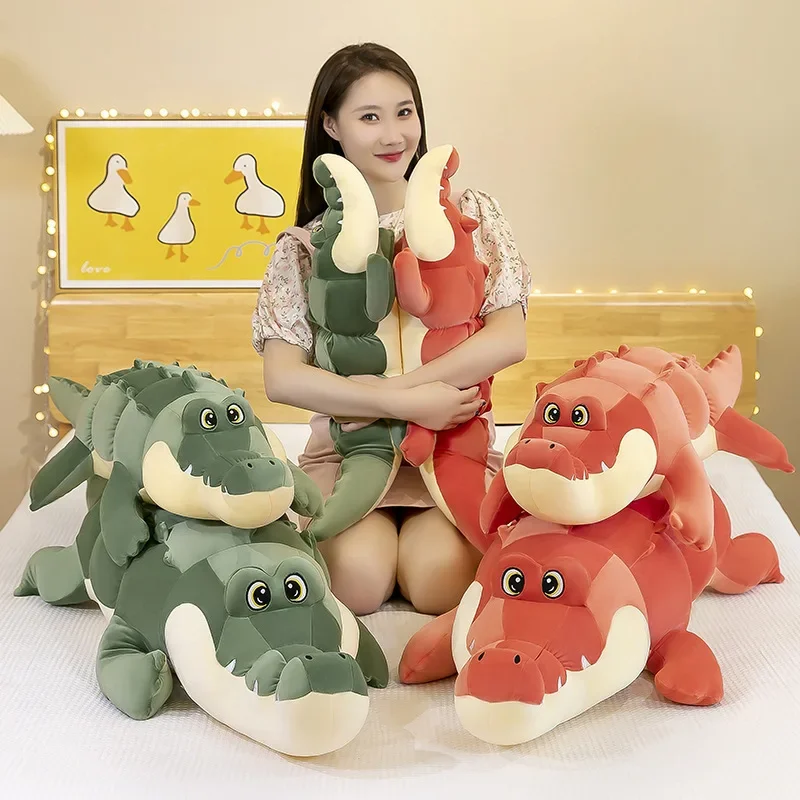 90-120cm 시뮬레이션 악어 플러시 장난감 부드러운 동물 플러시 긴 악어 베개 인형 어린이를위한 홈 인테리어 선물