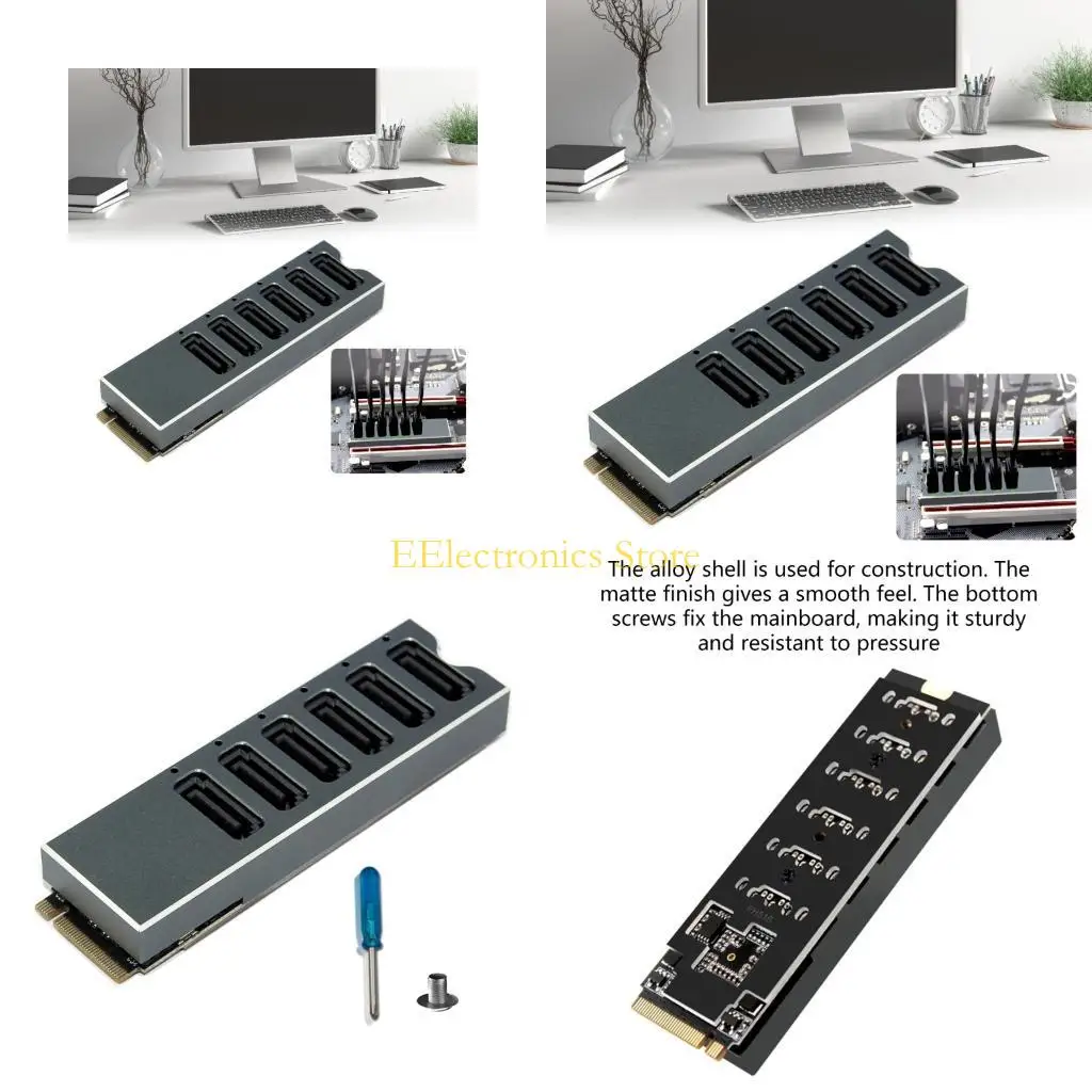 

B03C 6 Плата преобразователя SATA3.0 Интерфейсы M.2 NVME Алюминиевый радиатор Чип ASM1166