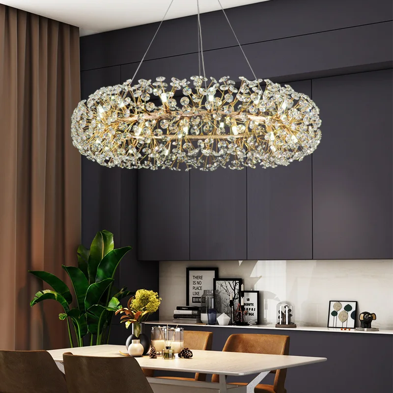 Nordic Firework Crystal Pendant Light Modern Luxury Personality Hanging Lamp Living Room Bedroom Hotel Hall Indoor Decor Fixture