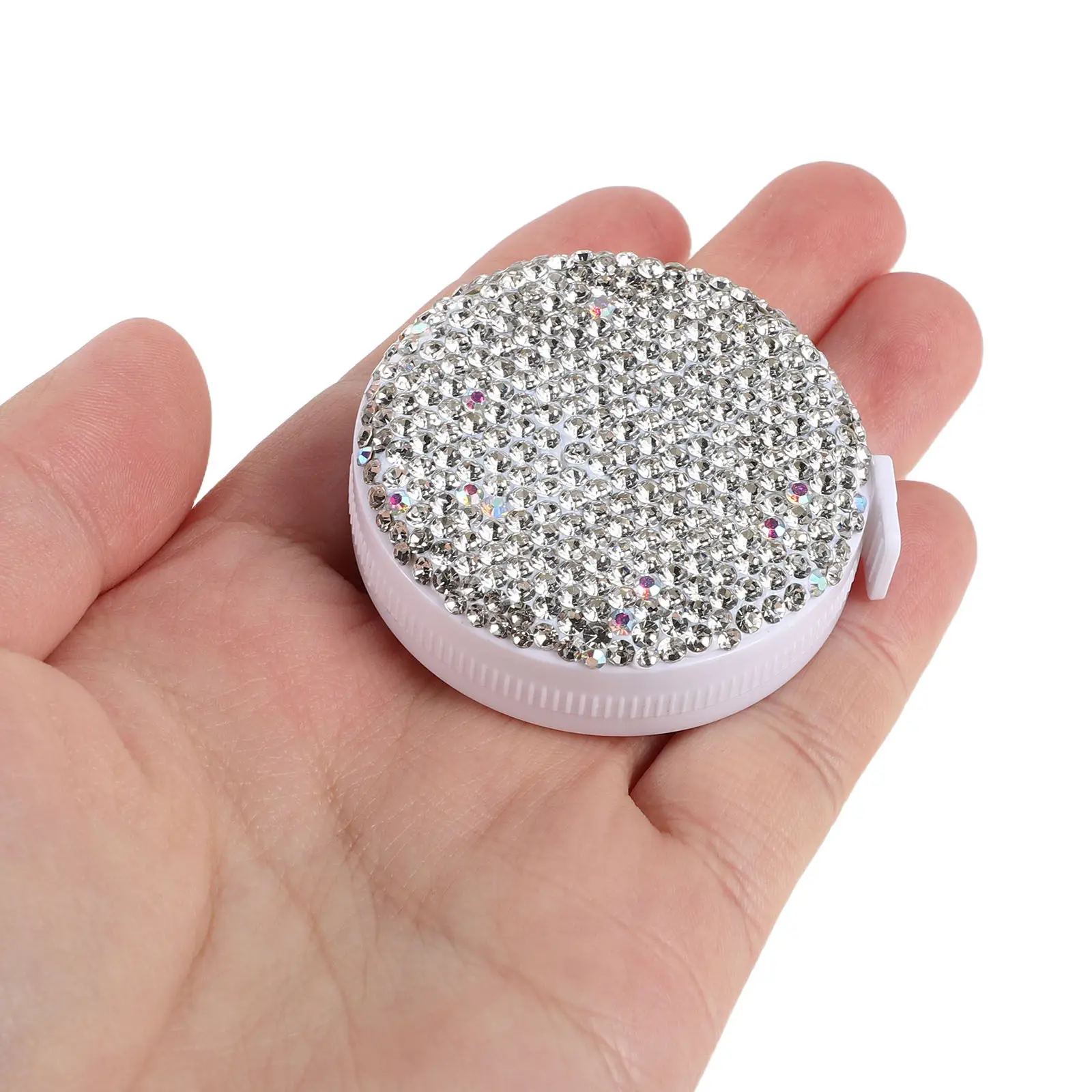 Mini Rhinestone Retractable Tape Measure Compact Portable Sewing Fabric Measuring Tape for Clothes Body Measurement Tailoring