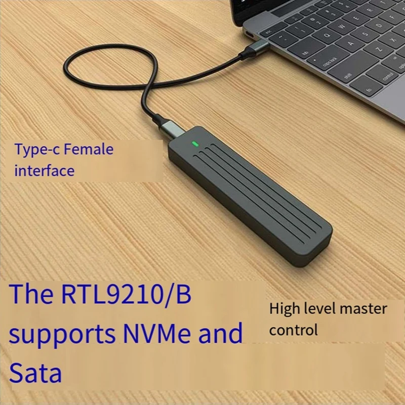 M.2 Aluminium SSD Box , Support Nvme/NGFF SATA TYPE-C USB3.2 GEN2 Aluminum 10G Dual Agreement Silver-Gray Easy To Use