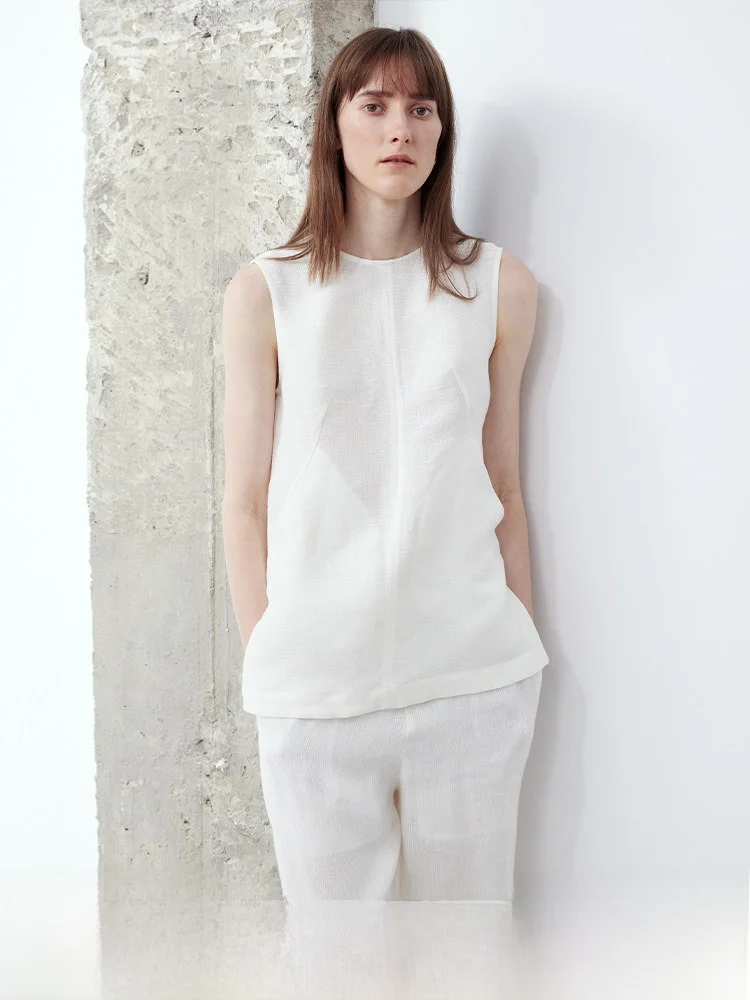 

LIAC ROC25 Новая летняя льняная комфортная немнущаяся майка-топ свободного кроя для женщин, универсальная, простая в сочетании