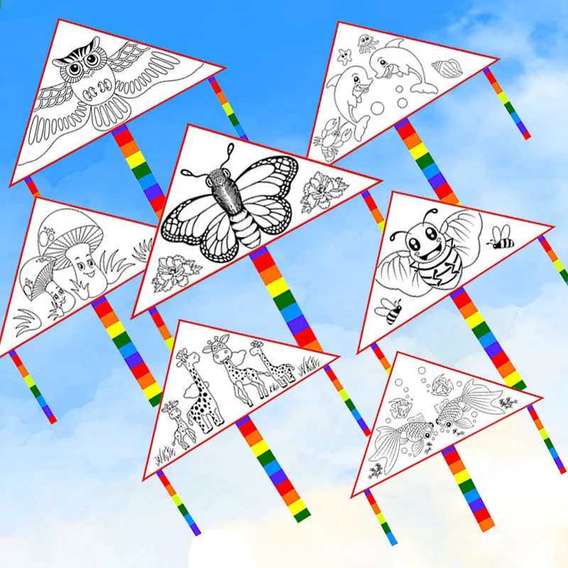 1Pc Blank Kite DIY Children Education Painting Kite Easy To Fly Children Kite Flying Toy Kids Outdoor Toys