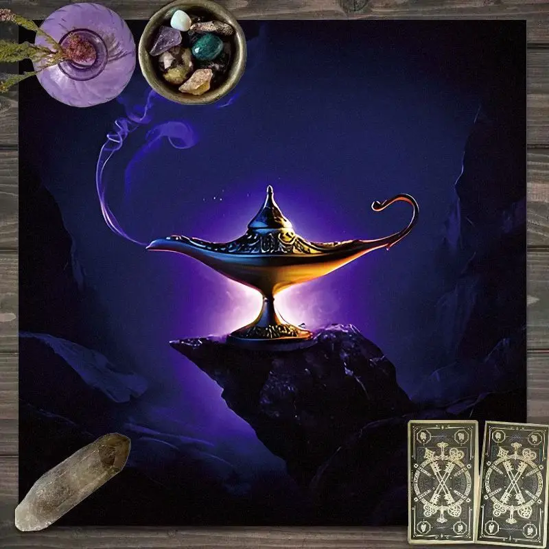 VIKAMA Face Sun Crescent Symbol Tarot Tablecloth Mysterious Divination Altar Cloth Ceremony Table Mat Background Cloth