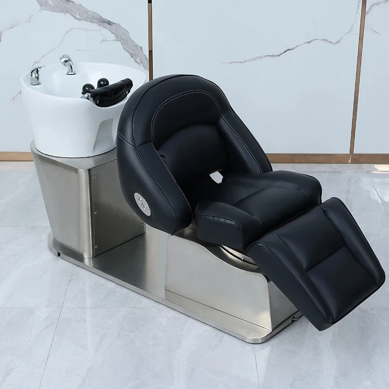 Barber Shop Shampoo Chair for Hair Salon Lying Half Ceramic Basin