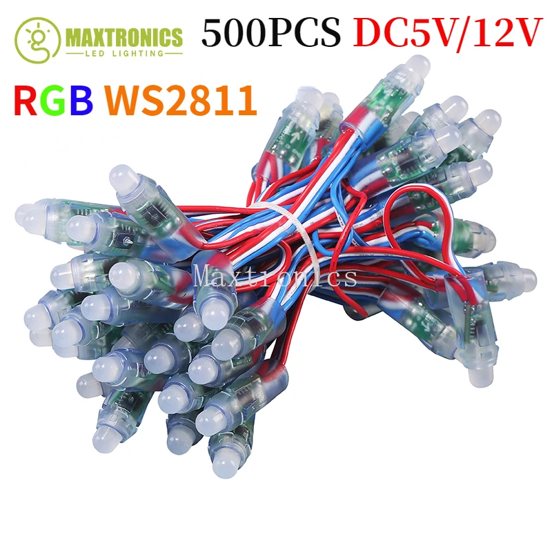 500pcs DC5V /DC12V WS2811 LED Module Light RGB Pixel String Light 12MM For Advertising Billboard Wedding Party Garden Tree Decor